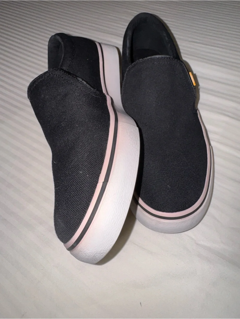 Nike Black Slip-On Canvas Loafers with White Sole
